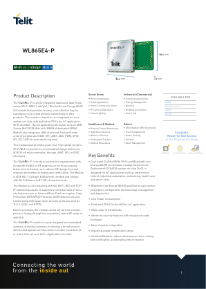WL865E4-P Datasheet PDF Telit loT Solutions