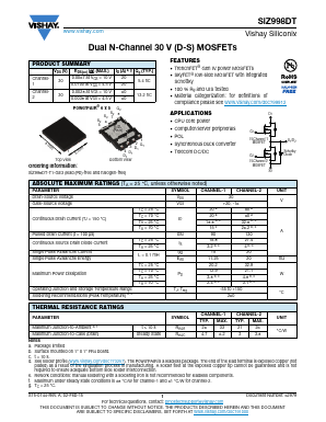 SIZ998DT Datasheet PDF Vishay Telefunken