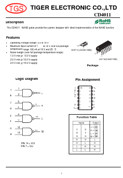 CD4011 Datasheet PDF Tiger Electronic