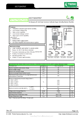 60CTQ045PBF Datasheet PDF Thinki Semiconductor Co., Ltd.