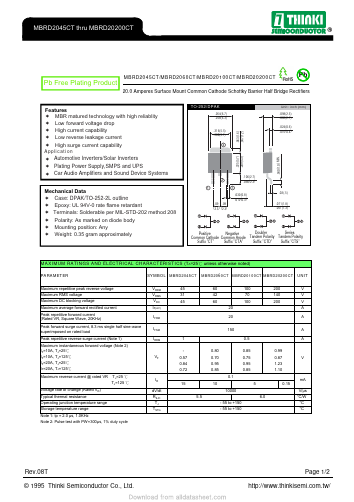 MBRD2045CT Datasheet PDF Thinki Semiconductor Co., Ltd.