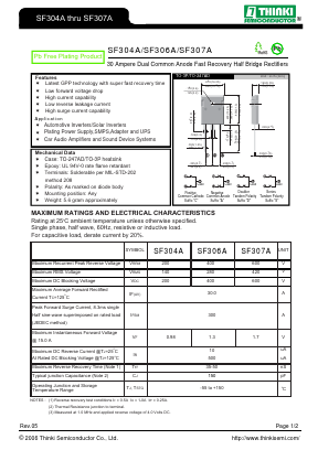 SF306A Datasheet PDF Thinki Semiconductor Co., Ltd.