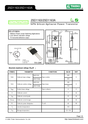 2SD1163 Datasheet PDF Thinki Semiconductor Co., Ltd.