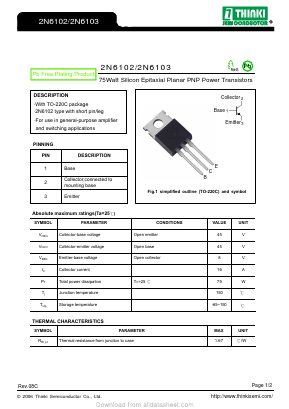 2N6103 Datasheet PDF Thinki Semiconductor Co., Ltd.