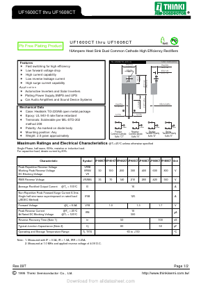 UF1603CT Datasheet PDF Thinki Semiconductor Co., Ltd.