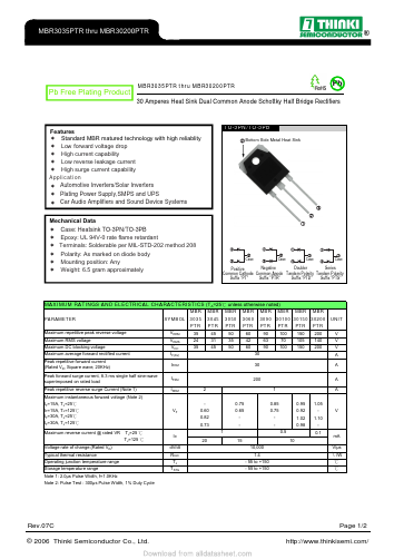 MBR3045PTR Datasheet PDF Thinki Semiconductor Co., Ltd.