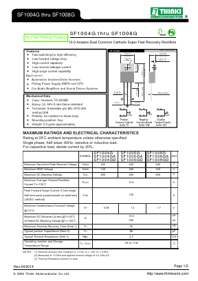 SF1004G Datasheet PDF Thinki Semiconductor Co., Ltd.