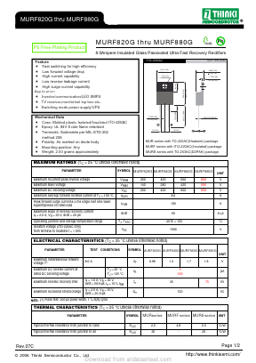 MURF820G Datasheet PDF Thinki Semiconductor Co., Ltd.