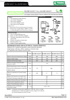 MURB1620CT Datasheet PDF Thinki Semiconductor Co., Ltd.