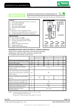 MUR3060CTD Datasheet PDF Thinki Semiconductor Co., Ltd.