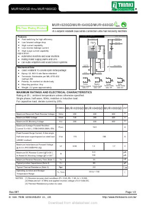 MUR1660GD Datasheet PDF Thinki Semiconductor Co., Ltd.