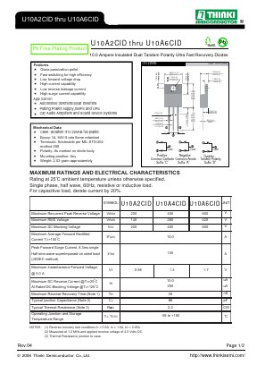 U10A6CID Datasheet PDF Thinki Semiconductor Co., Ltd.