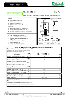 MBR1045CTR Datasheet PDF Thinki Semiconductor Co., Ltd.