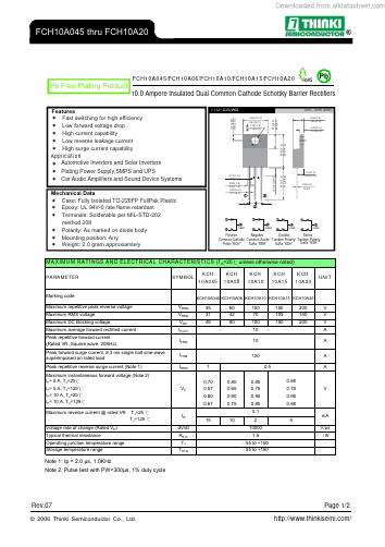 FCH10A15 Datasheet PDF Thinki Semiconductor Co., Ltd.