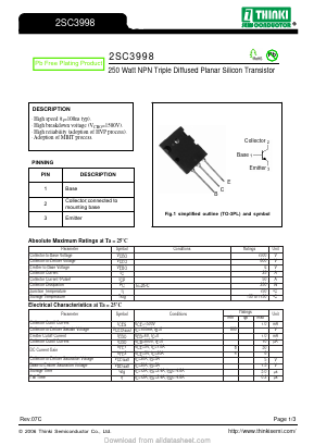 2SC3998 Datasheet PDF Thinki Semiconductor Co., Ltd.