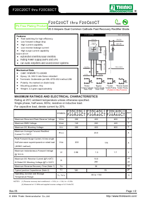 F20C40CT Datasheet PDF Thinki Semiconductor Co., Ltd.