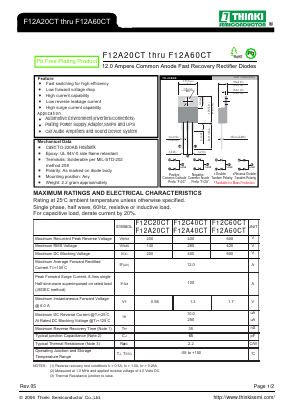 F12C60CT Datasheet PDF Thinki Semiconductor Co., Ltd.