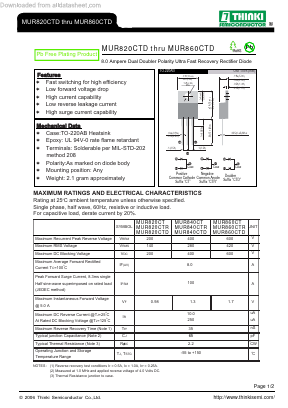 MUR860CTD Datasheet PDF Thinki Semiconductor Co., Ltd.