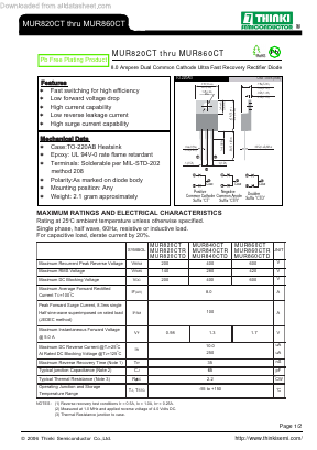 MUR860CT Datasheet PDF Thinki Semiconductor Co., Ltd.