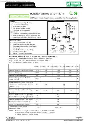 MURB1660CTR Datasheet PDF Thinki Semiconductor Co., Ltd.