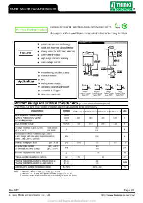 MURB1620CTR Datasheet PDF Thinki Semiconductor Co., Ltd.