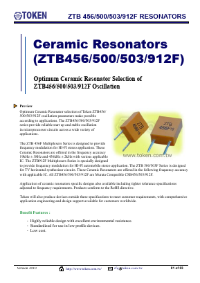 ZTB456F11 Datasheet PDF Token Electronics Industry Co., Ltd.