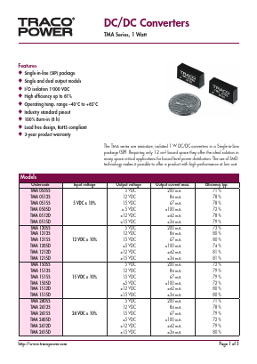 TMA0512D Datasheet PDF TRACO Electronic AG