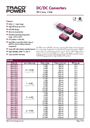 TEN3-1223 Datasheet PDF TRACO Electronic AG