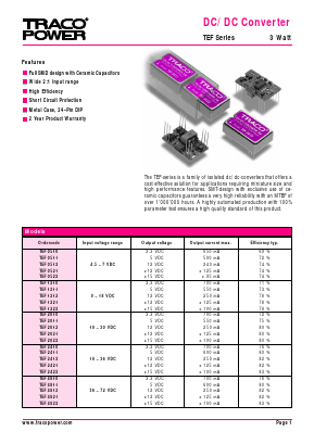 TEF0510 Datasheet PDF TRACO Electronic AG