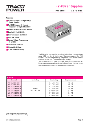 PHV12-0.5K1000N Datasheet PDF TRACO Electronic AG