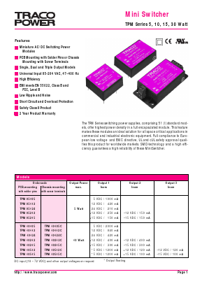TPM10124 Datasheet PDF TRACO Electronic AG