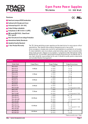 TOL-C31 Datasheet PDF TRACO Electronic AG