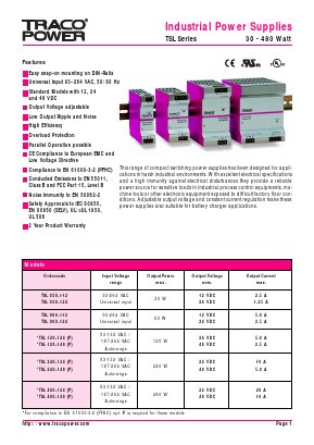 TSL030-112 Datasheet PDF TRACO Electronic AG