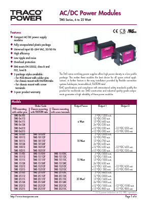 TMS10124F Datasheet PDF TRACO Electronic AG