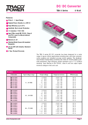 TEN8-1223 Datasheet PDF TRACO Electronic AG
