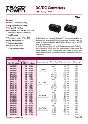 TMR3-1223HI Datasheet PDF TRACO Electronic AG