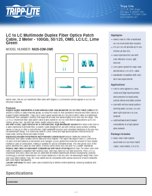 N820-02M-OM5 Datasheet PDF Tripp Lite. All Rights Reserved