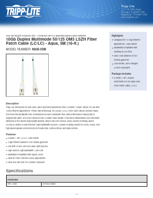 N820-05M Datasheet PDF Tripp Lite. All Rights Reserved