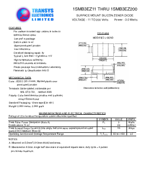 1SMB3EZ200 Datasheet PDF Transys Electronics Limited