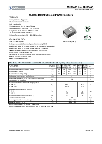MUR320S Datasheet PDF TSC Corporation