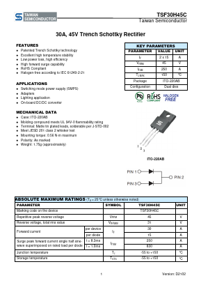 TSF30H45C Datasheet PDF TSC Corporation