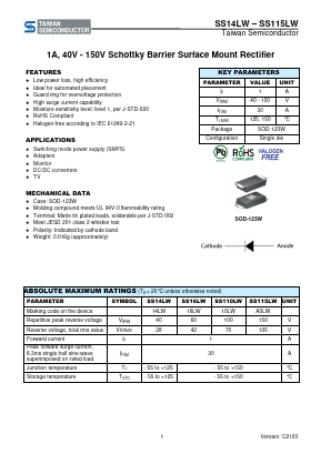 SS16LW Datasheet PDF TSC Corporation