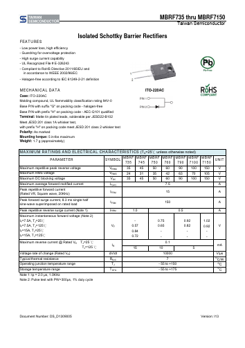 MBRF745C0G Datasheet PDF TSC Corporation