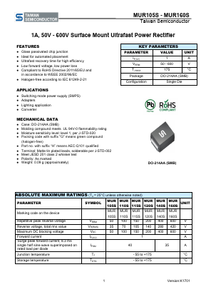 MUR120SHR5G Datasheet PDF TSC Corporation