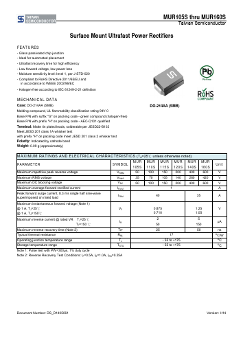 MUR120SM4 Datasheet PDF TSC Corporation