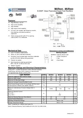 MUR820 Datasheet PDF TSC Corporation