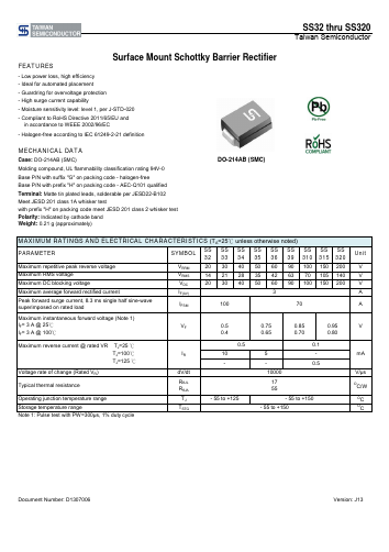 SS320 Datasheet PDF TSC Corporation