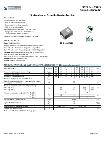 SS215R5G Datasheet PDF TSC Corporation