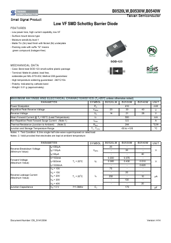 B0520LWRF Datasheet PDF TSC Corporation