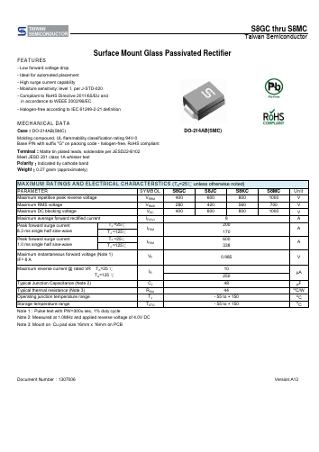 S8GCR6 Datasheet PDF TSC Corporation
